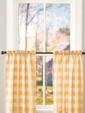 Yellow Buffalo Check Kitchen Tier Curtains
